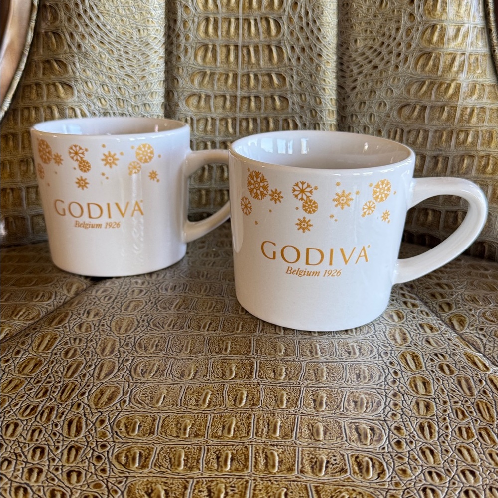 Godiva White and Gold Floral Mugs